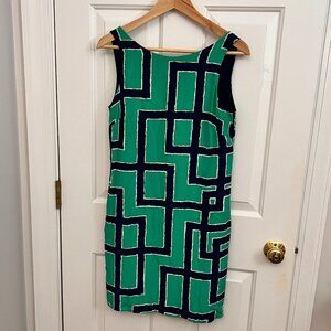 NEW Alice & Trixie Magenta Navy Graphic Mod Silk Dress Sz XS